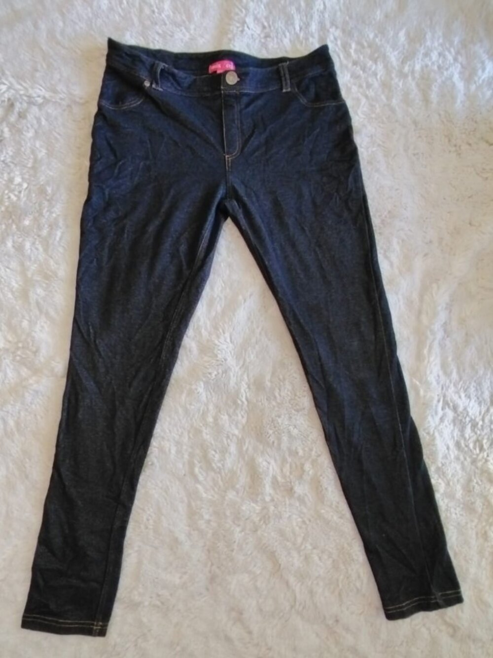 Mix & Co Dark Wash Stretch Denim Jeggings Skinny Jeans Size L Star Button